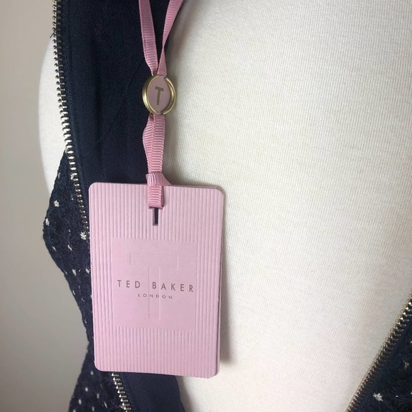 NWT Ted Baker Navy Luxe Embroidered Halter Dress - Picture 10 of 15